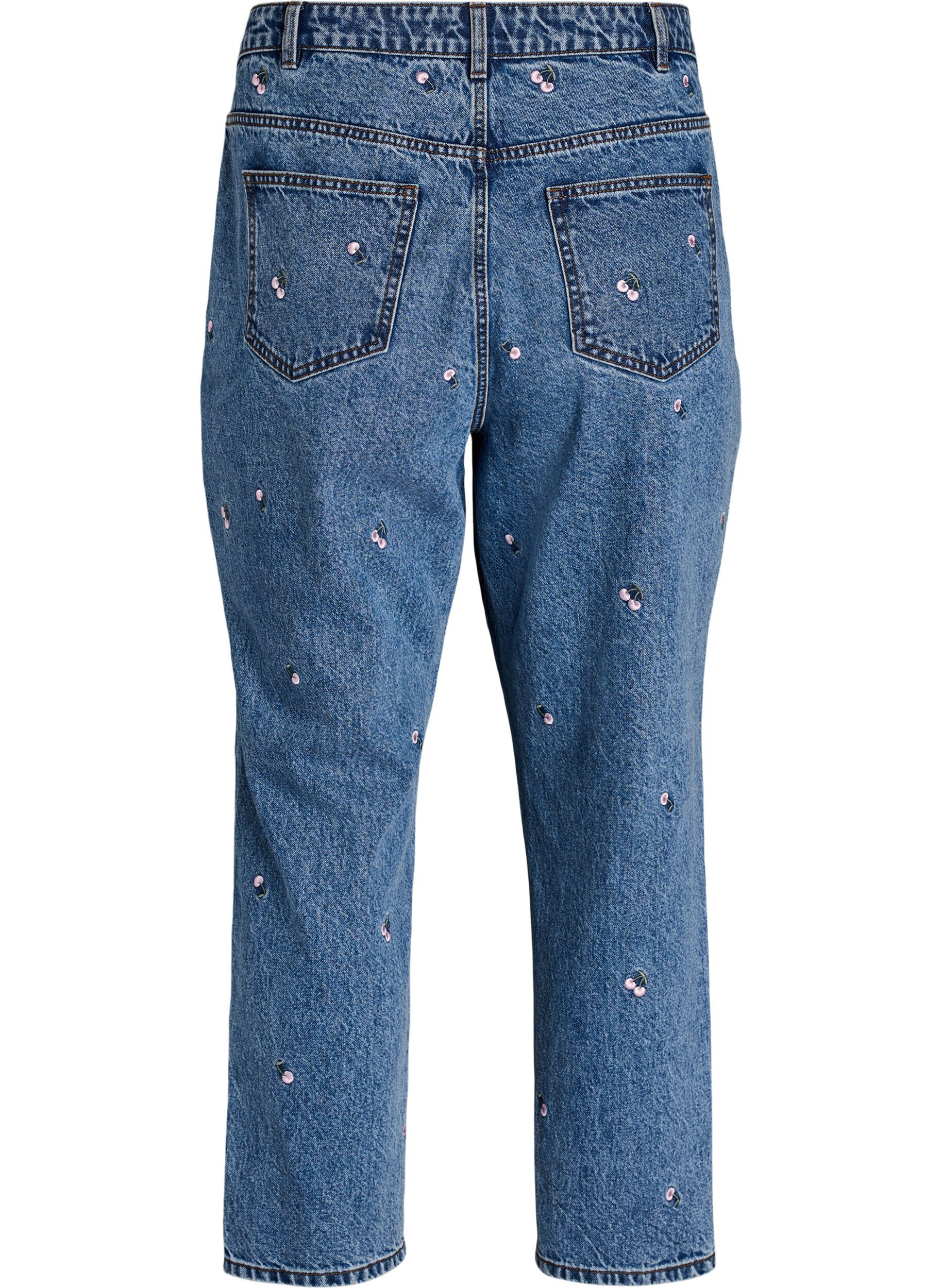 Zizzi  Jeansy Mille typu mom fit z haftem, Niebieskie, Packshot image number 1