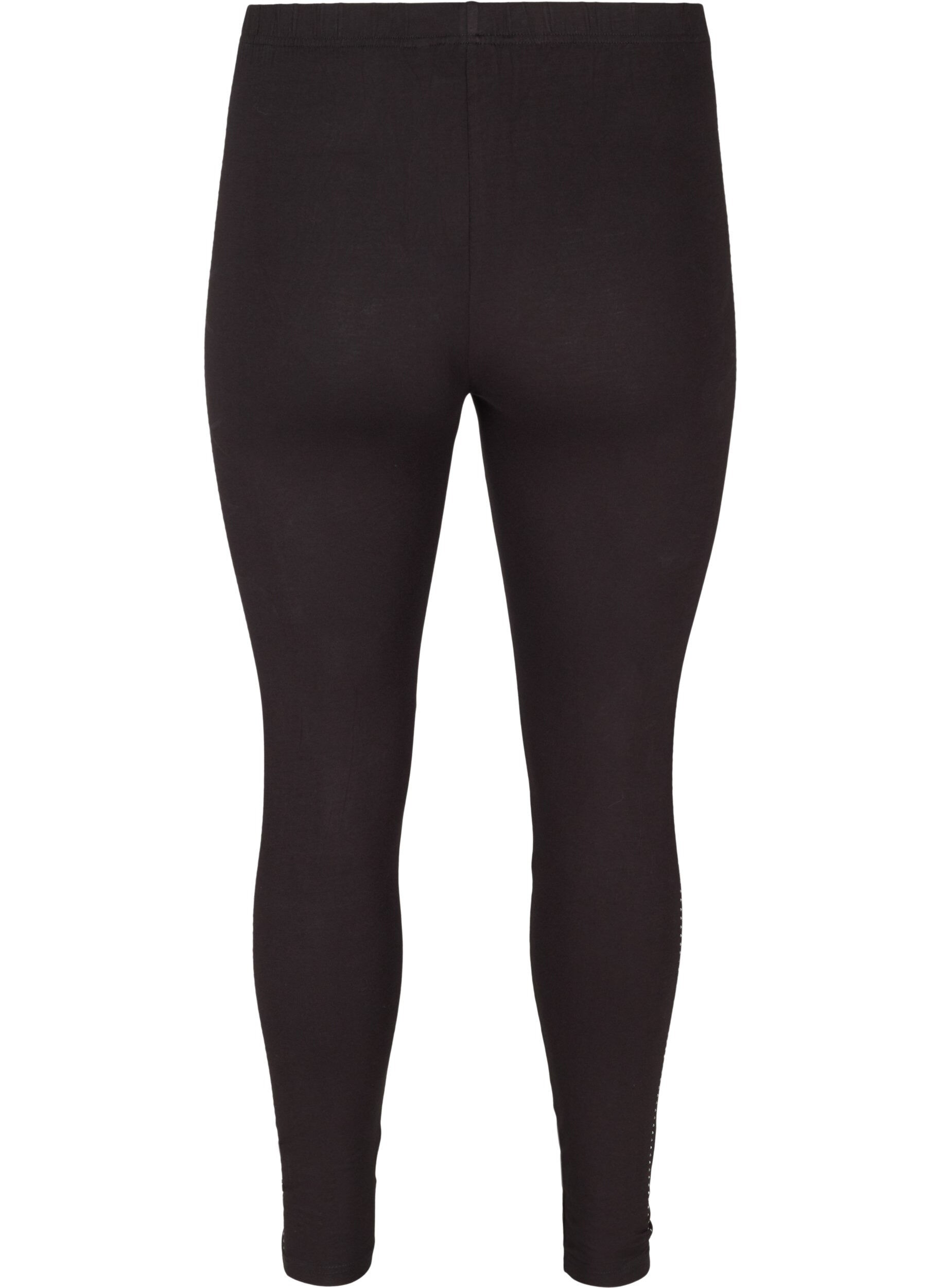 ZizziViscose leggings with stones on the side, Black, Packshot image number 1