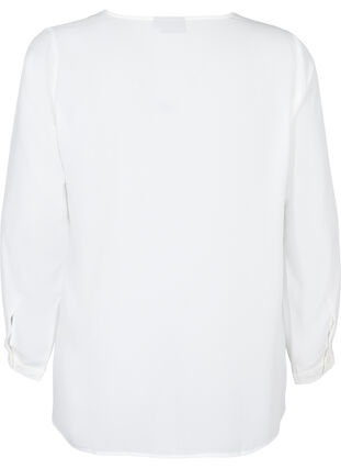 Jednokolorowa koszula z dekoltem w szpic, Bright White, Packshot image number 1