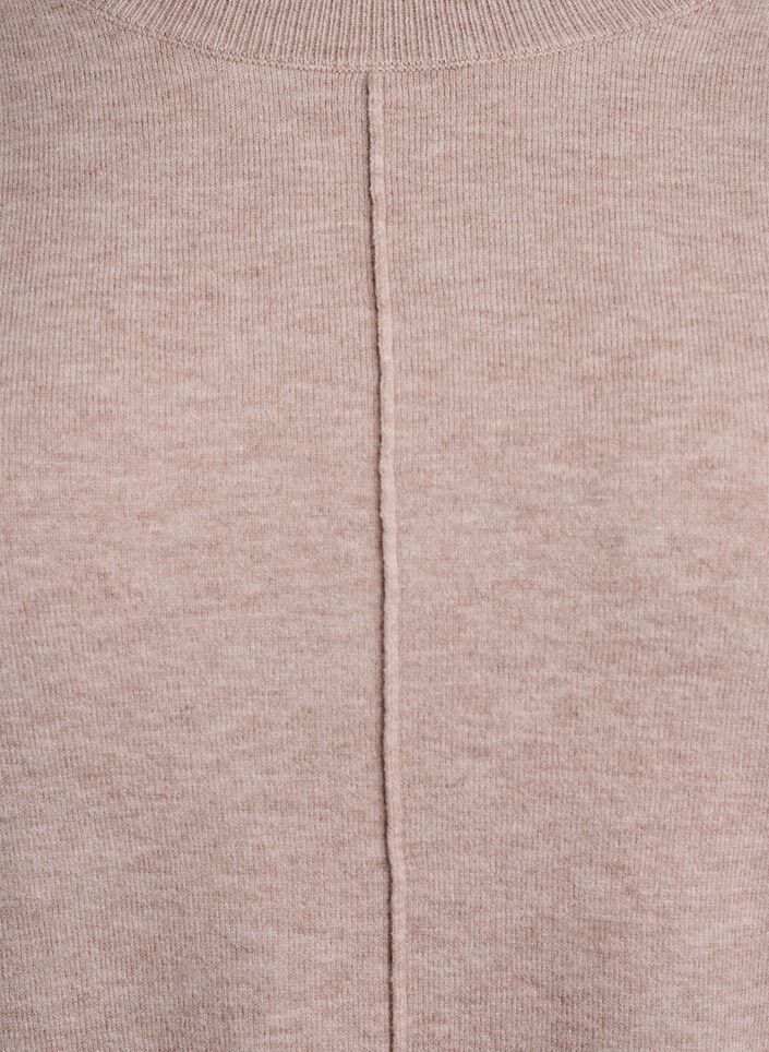 Dzianinowa bluzka ze srodkowym szwem i raglanowymi rekawami, Beżowy, Packshot image number 2
