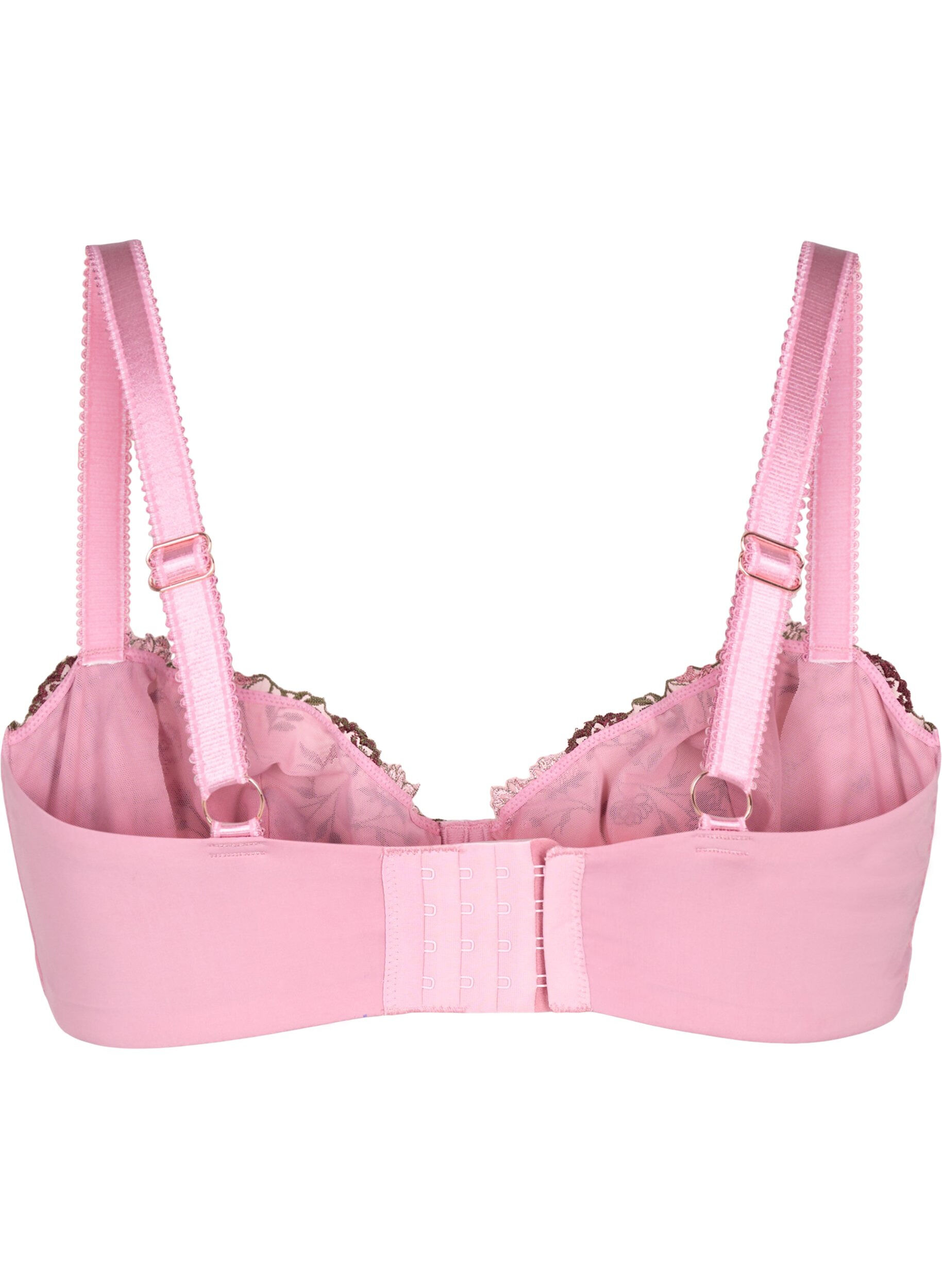 Zizzi Biustonosz balkonetka z haftowanymi kwiatami, R&oacute;żowy, Packshot image number 1