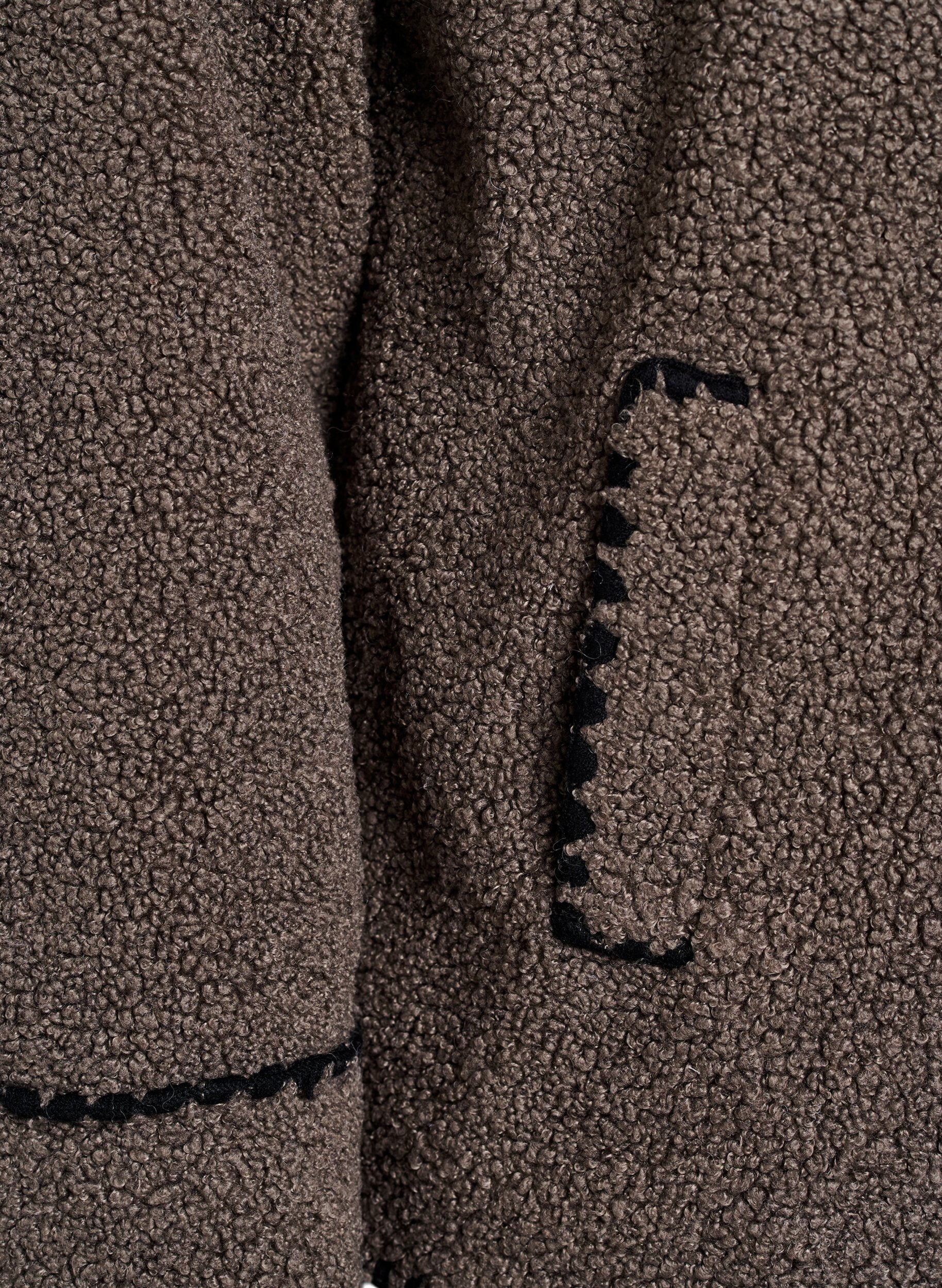 Zizzi Kurtka pluszowa z kontrastowymi detalami, Brązowy, Packshot image number 3