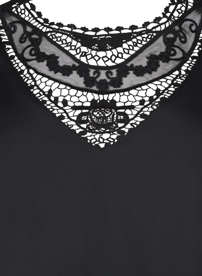 Krótka sukienka z koronkowym detalem, Black, Packshot image number 2