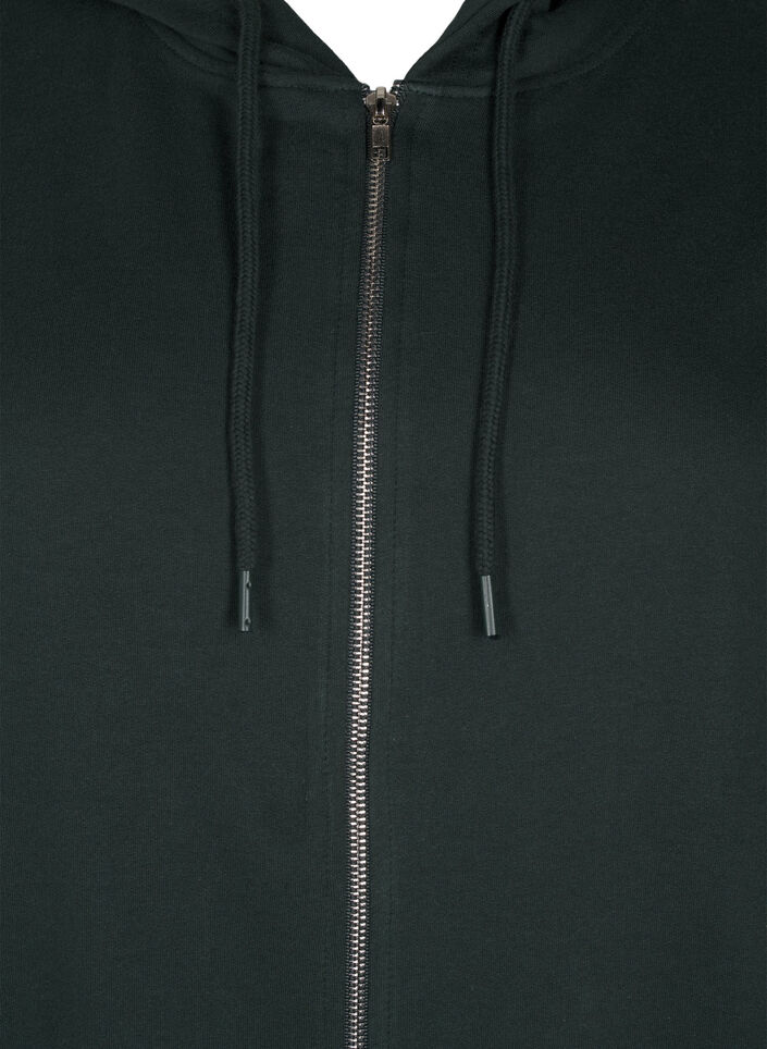 Dlugi, bawelniany dresowy kardigan z kapturem, Zielony, Packshot image number 2