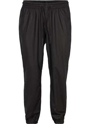 Spodnie przeciwdeszczowe z gumka i sznurkiem, Black, Packshot image number 0