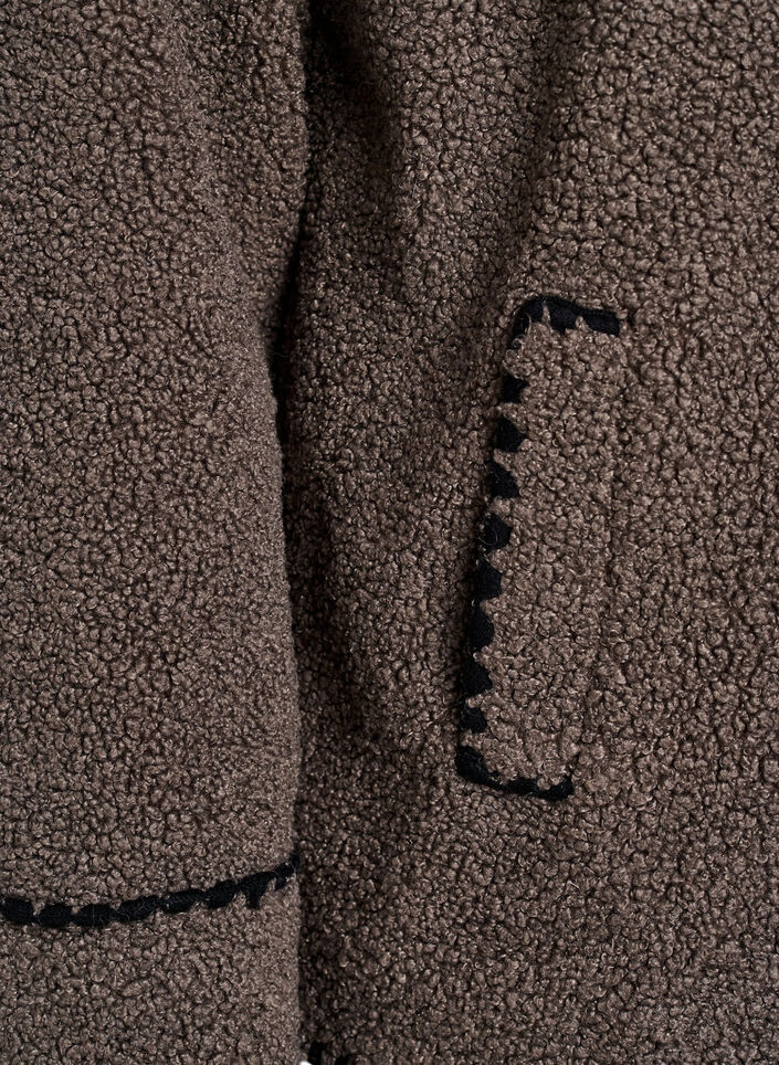 Kurtka pluszowa z kontrastowymi detalami, Brązowy, Packshot image number 3