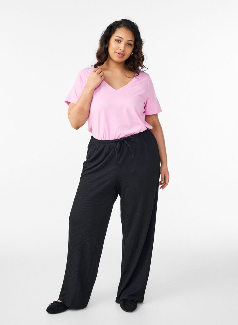 Koszulka z dekoltem w serek, R&oacute;żowy, Model image number 1