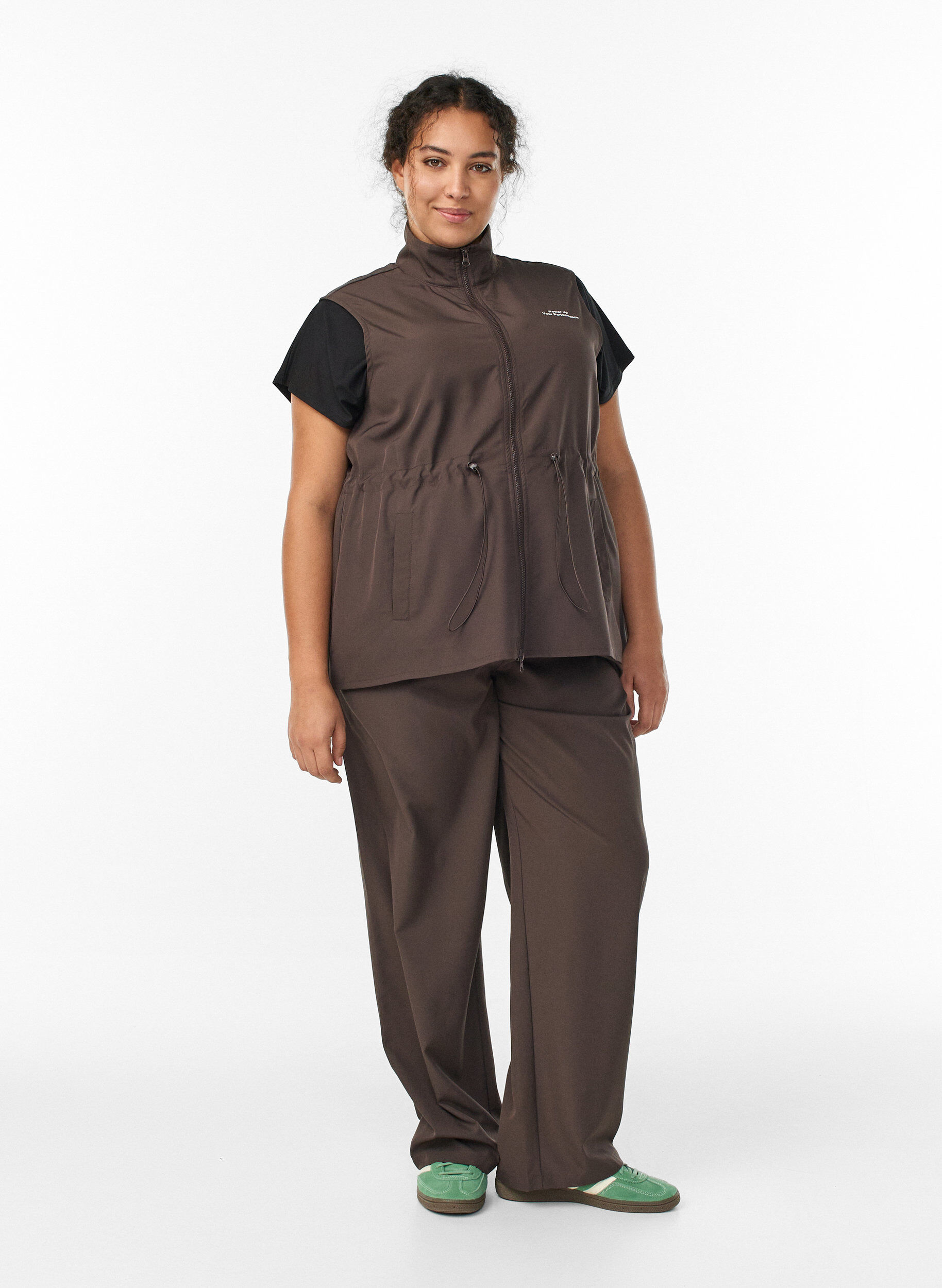 Zizzi Bezrekawnik z elastyczna talia, Brązowy, Model image number 1