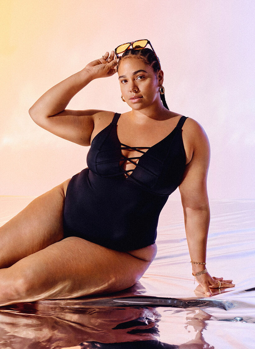 Strój kapielowy ze sznurkami, Black, Image image number 0