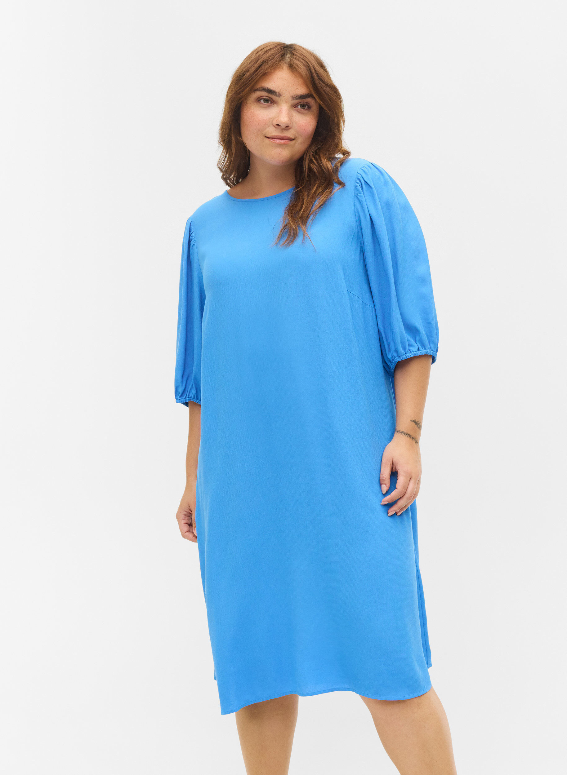 Zizzi Viscose dress with back detail, Regatta, Model image number 0