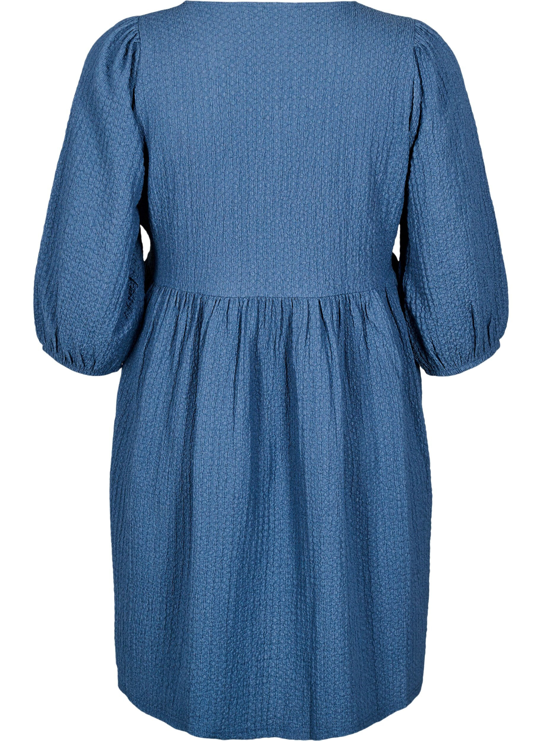 Zizzi FLASH - Kr&oacute;tka sukienka z faktura i rekawami 3/4, Sargasso Sea, Packshot image number 1