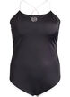 Sportowy kostium kapielowy z lam&oacute;wka i krzyzowanymi ramiaczkami, Czarne, Packshot image number 0