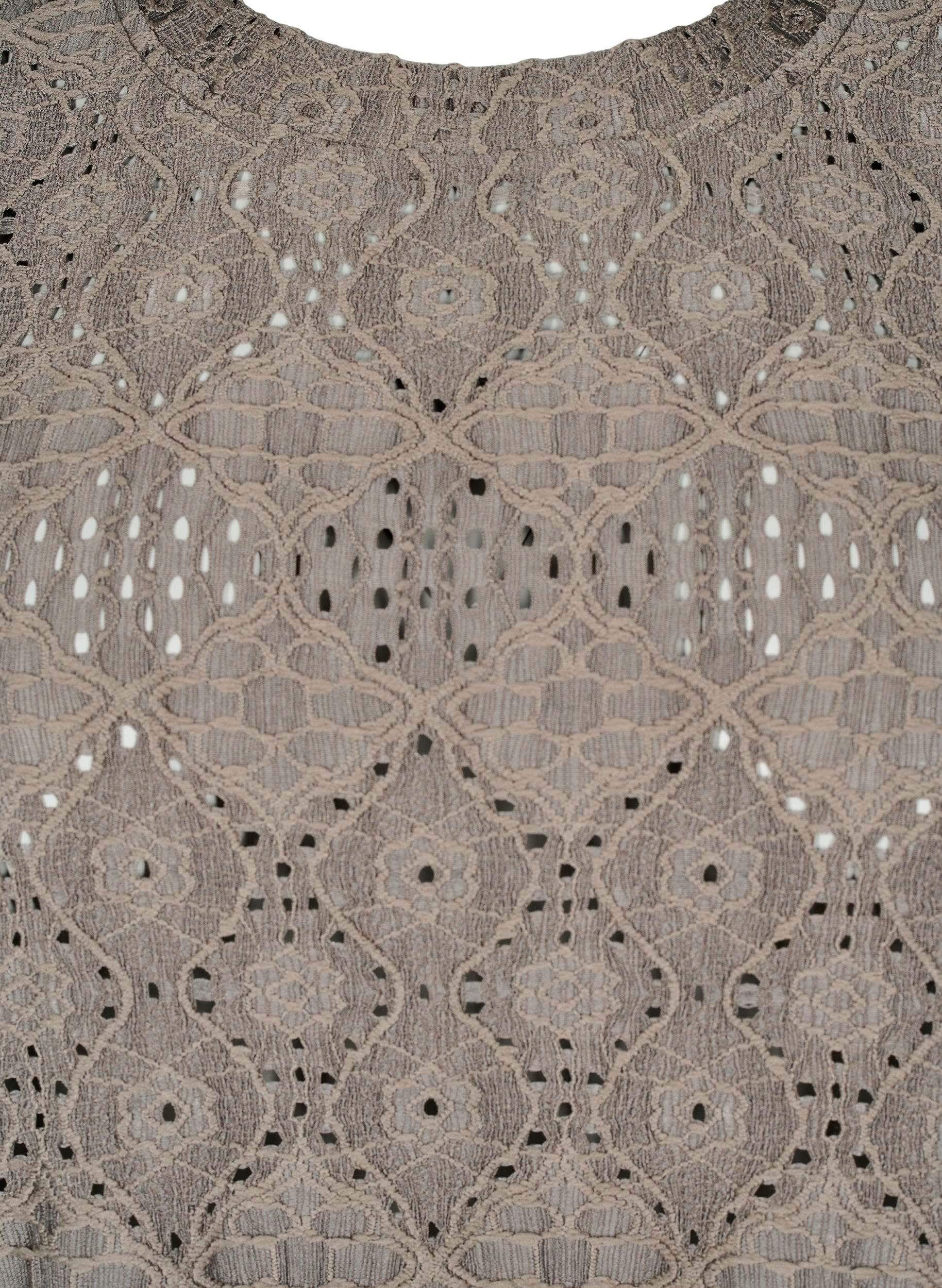 Zizzi Bluzka z dlugim rekawem i azurowym wzorem, Brązowy, Packshot image number 2