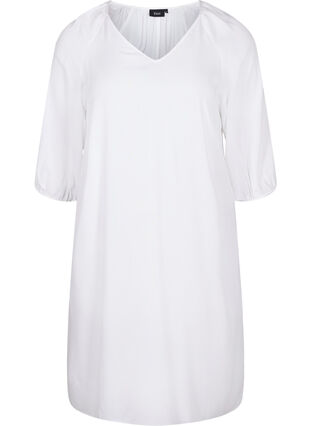 Wiskozowa sukienka z dekoltem w szpic, Bright White, Packshot image number 0