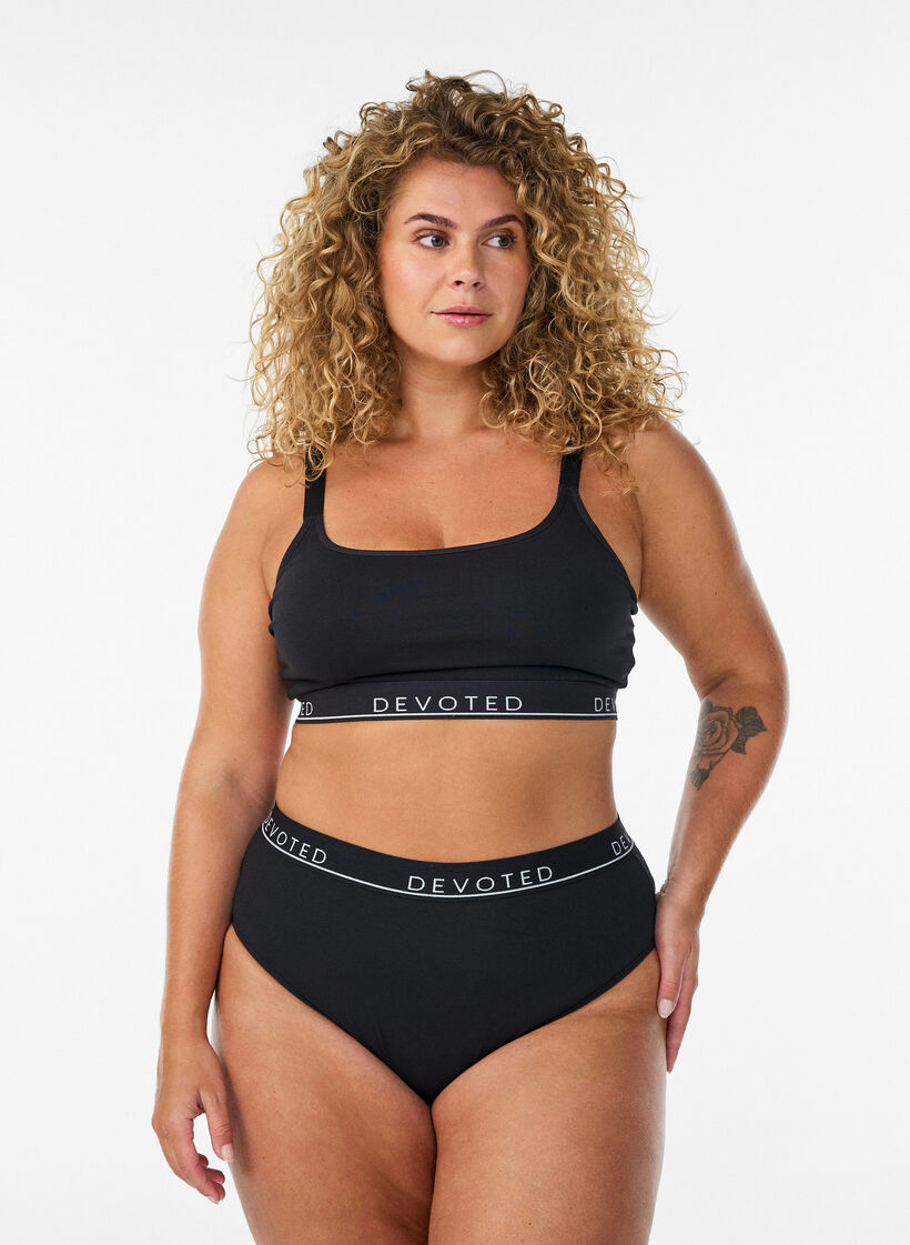 Bawelniany biustonosz z&nbsp;regulowanymi ramiaczkami, Czarne, Model image number 1