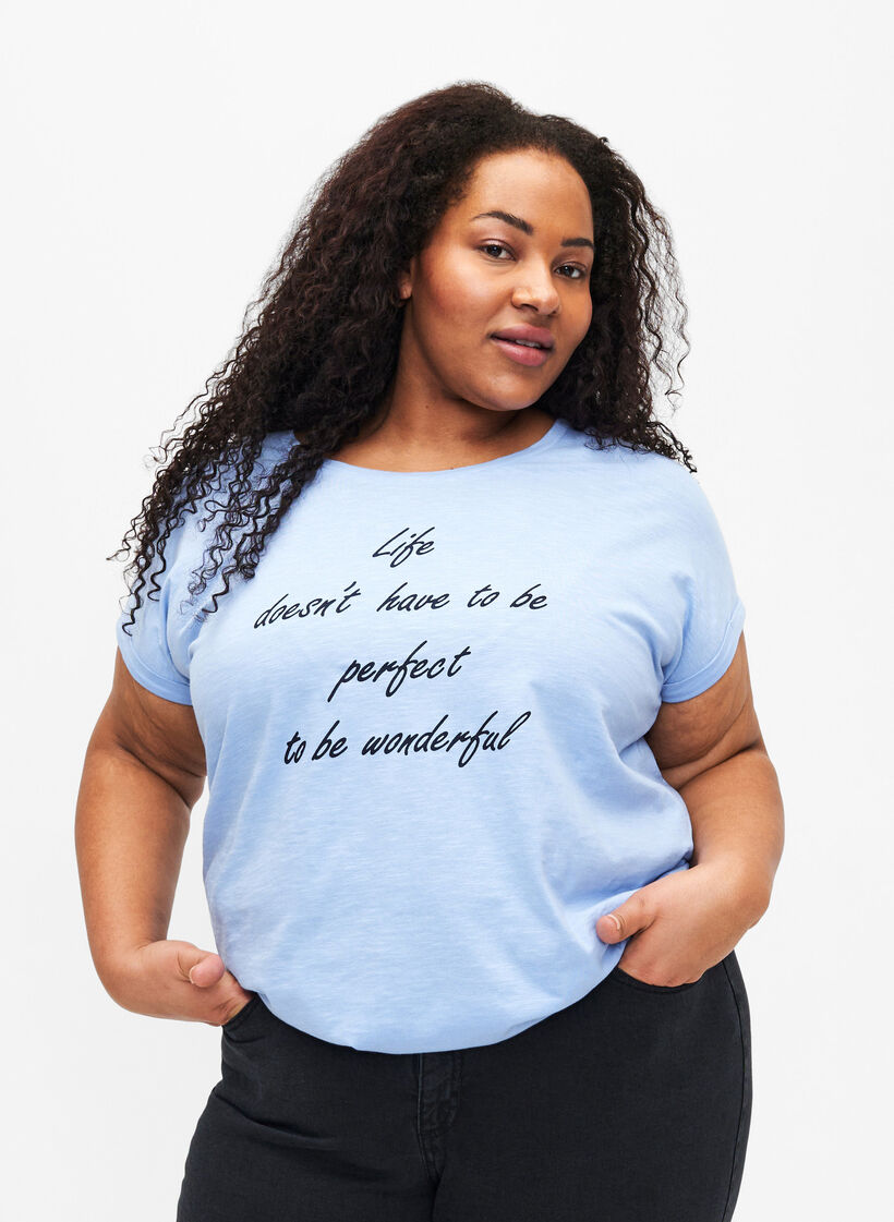 Koszulka z organicznej bawelny z nadrukiem, Serenityw.Navy Print, Model image number 0