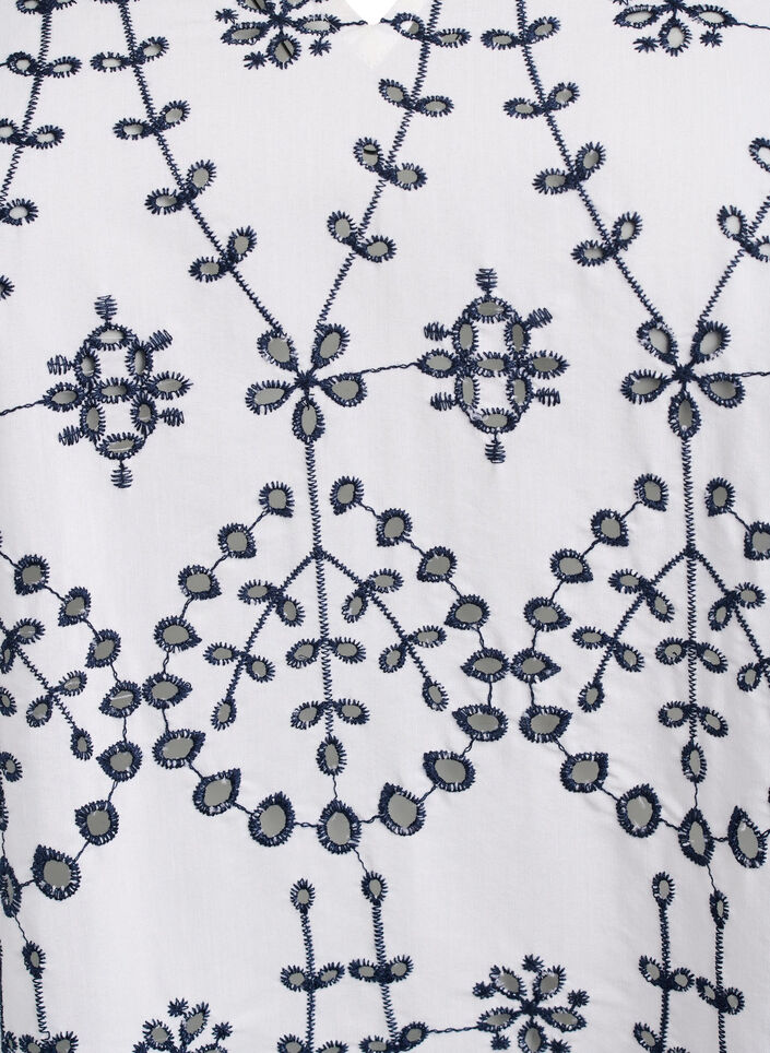 Sukienka z kontrastowym haftem angielskim, White w. Navy Blazer, Packshot image number 2