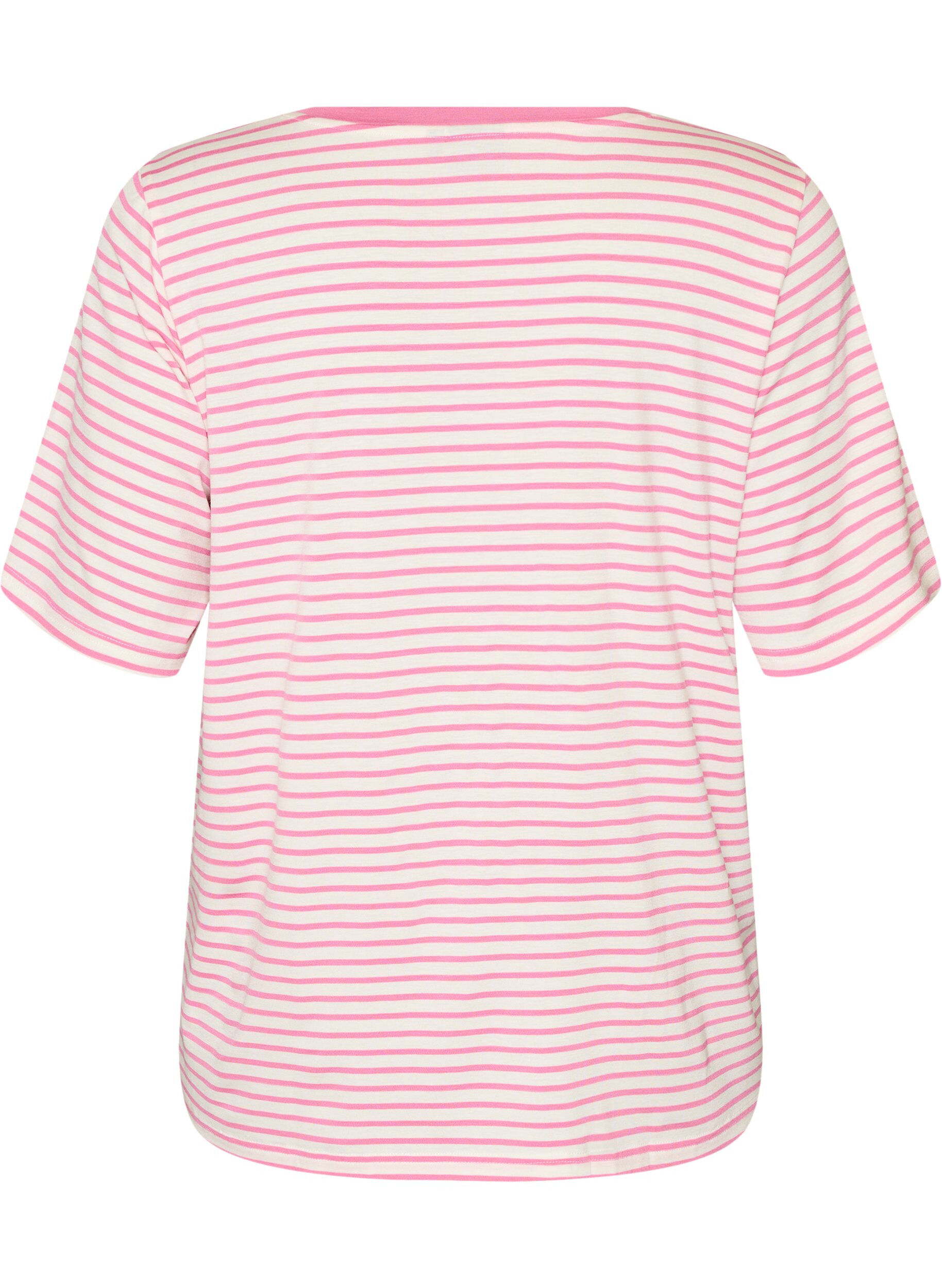 ZizziKoszulka z TENCEL&trade; Lyocell i paskami, R&oacute;żowy, Packshot image number 1