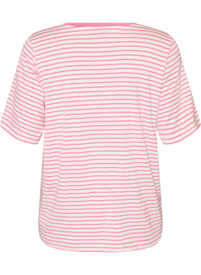 Koszulka z TENCEL&trade; Lyocell i paskami, R&oacute;żowy, Packshot image number 1