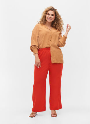 Rozszerzane spodnie z kieszeniami, Fiery Red, Model image number 0