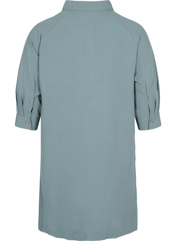 Long viscose shirt with pockets and 3/4 sleeves, Balsam Green, Packshot image number 1