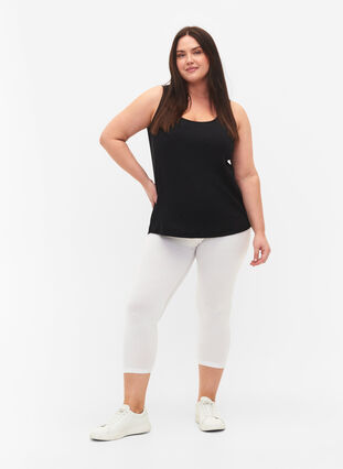 3/4-length wiskozowe legginsy w stylu basic, Bright White, Model image number 2