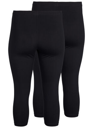 Flash – 2-pack legginsy 3/4 z bawelny, Black / Black, Packshot image number 1
