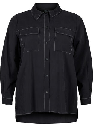 Koszula z kontrastowymi szwami, Black, Packshot image number 0