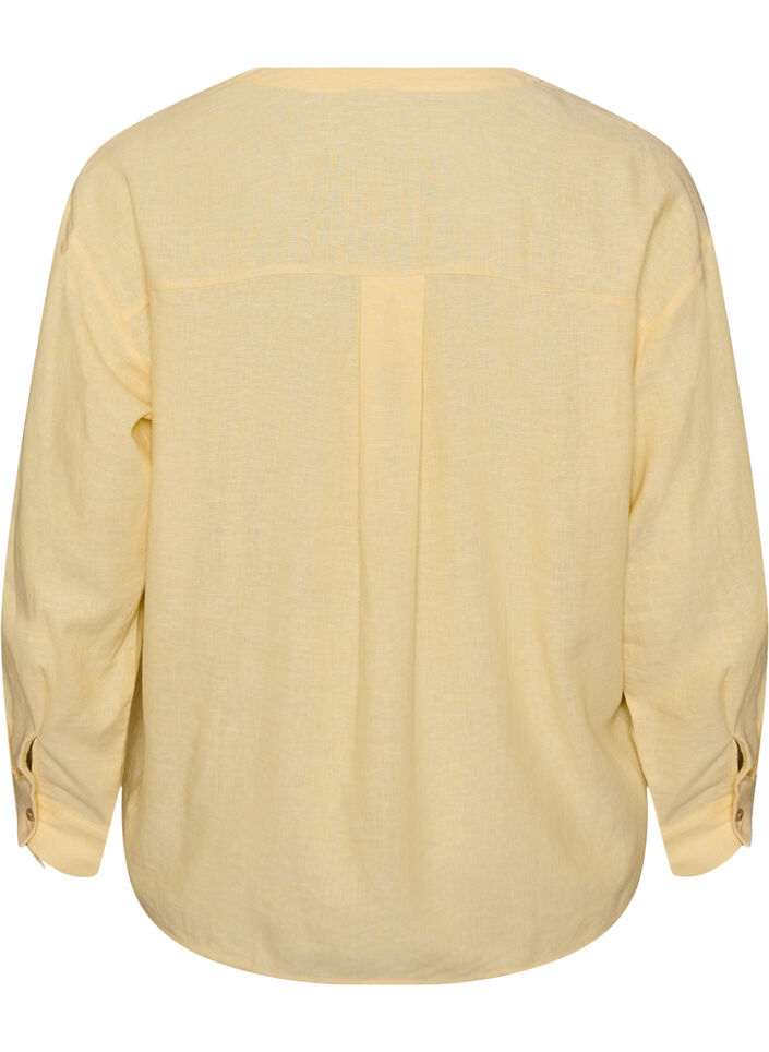 Bluzka z lnu i wiskozy z dekoltem w ksztalcie litery V, 1211, Packshot image number 1