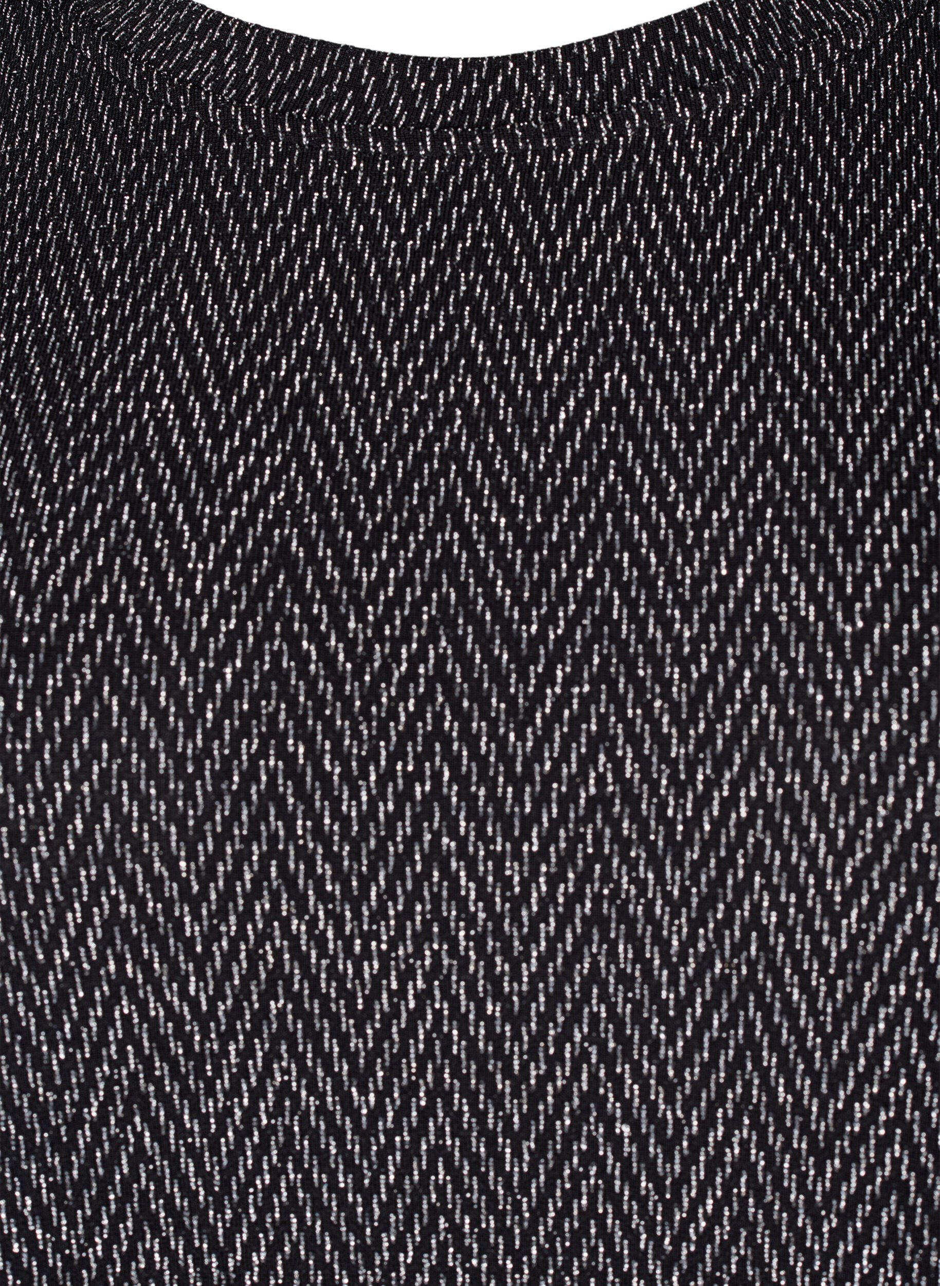 Zizzi Sukienka w zygzakowaty wz&oacute;r z brokatem, Silver ZigZagShimmer, Packshot image number 2