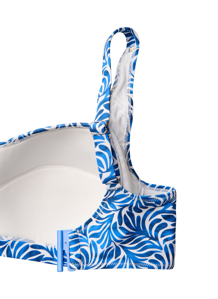 Bikinikowy top z wysci&oacute;lka i nadrukiem, Niebieskie, Packshot image number 3