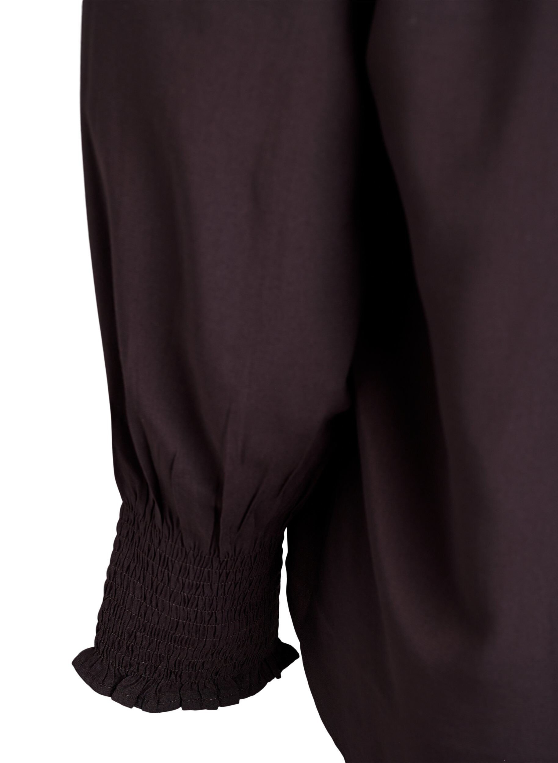 Zizzi Bluzka z kolnierzykiem z falbanka i marszczeniem, Brązowy, Packshot image number 3