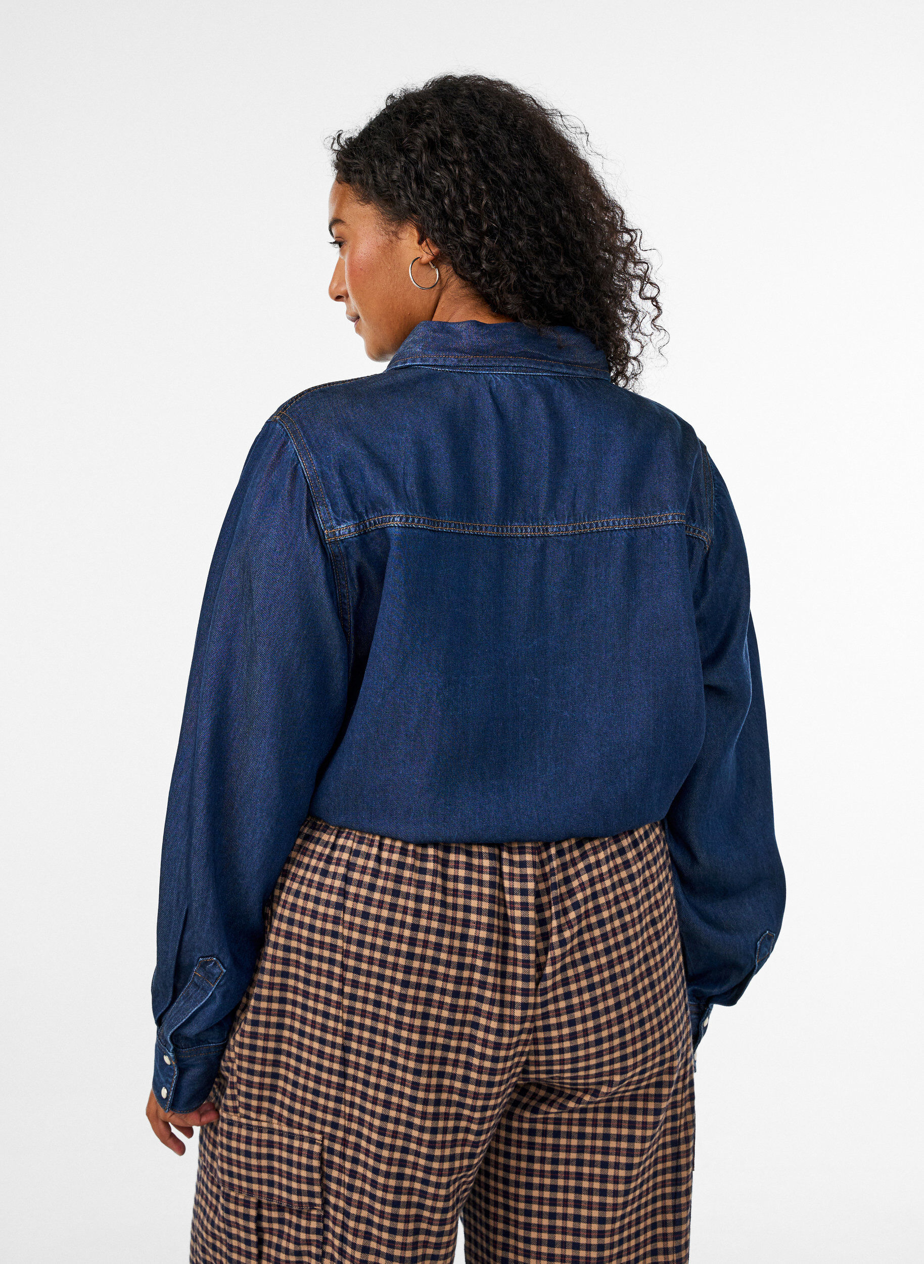 ZizziKoszula z denimu z lyocellu zapinana na zatrzaski, Niebieskie, Model image number 2