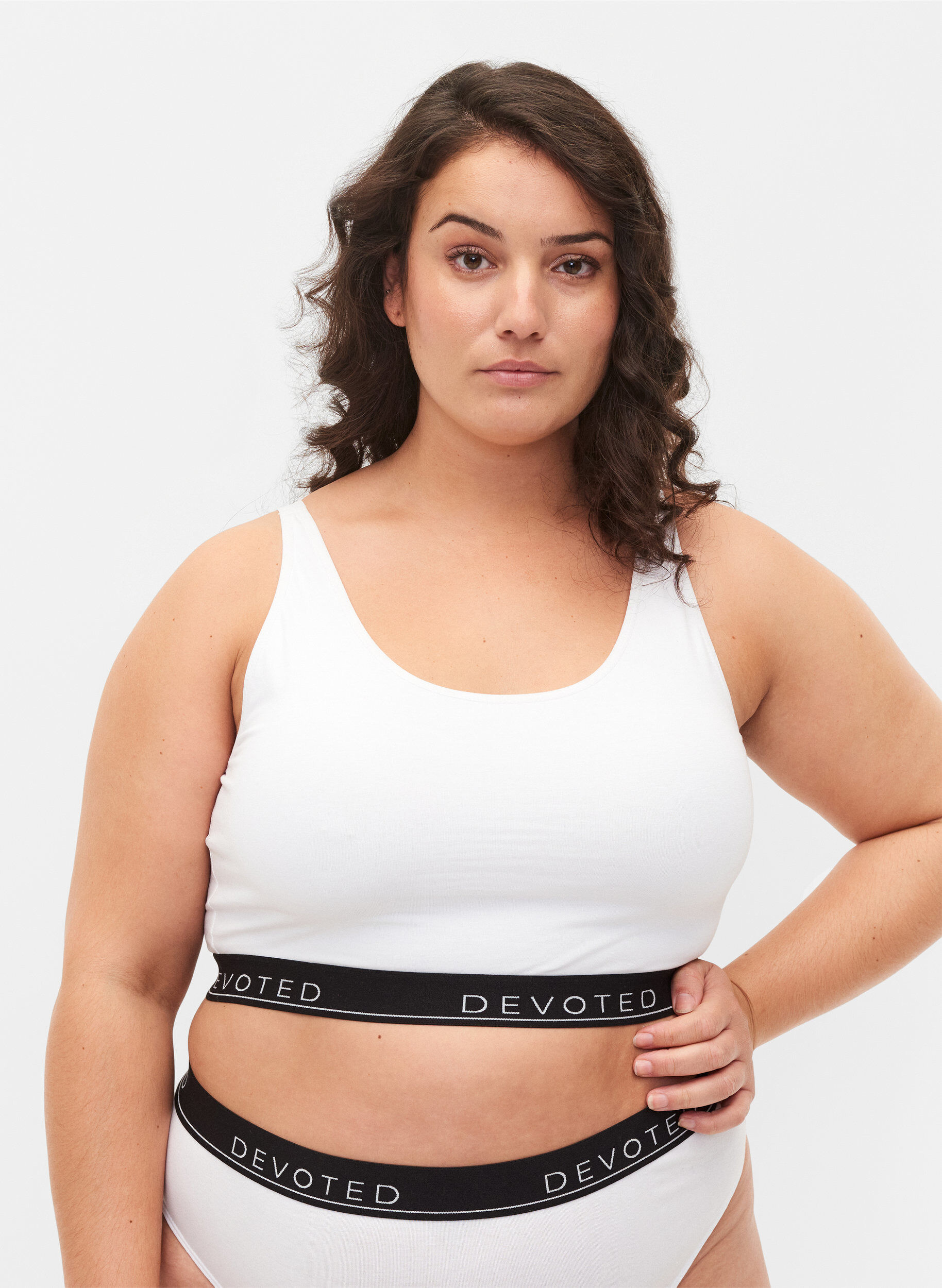 Zizzi Bawelniany biustonosz z regulowanymi ramiaczkami, Biały, Model image number 0