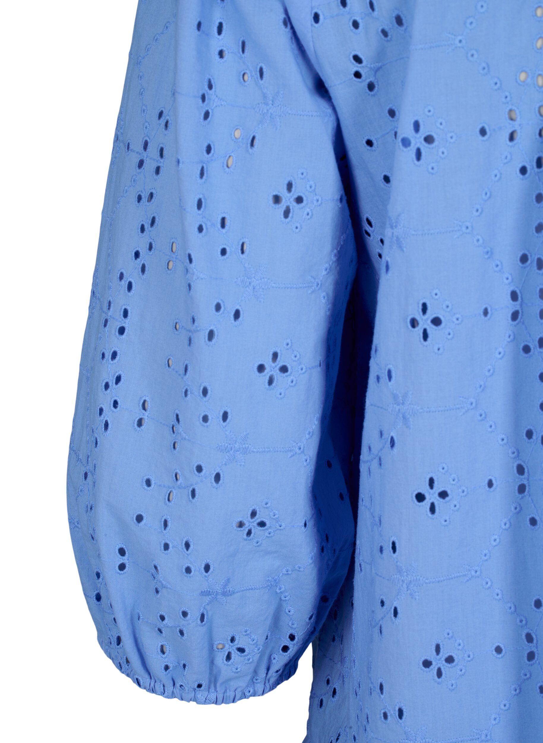 Zizzi Bawelniana sukienka koszulowa z haftem angielskim, Marina, Packshot image number 3