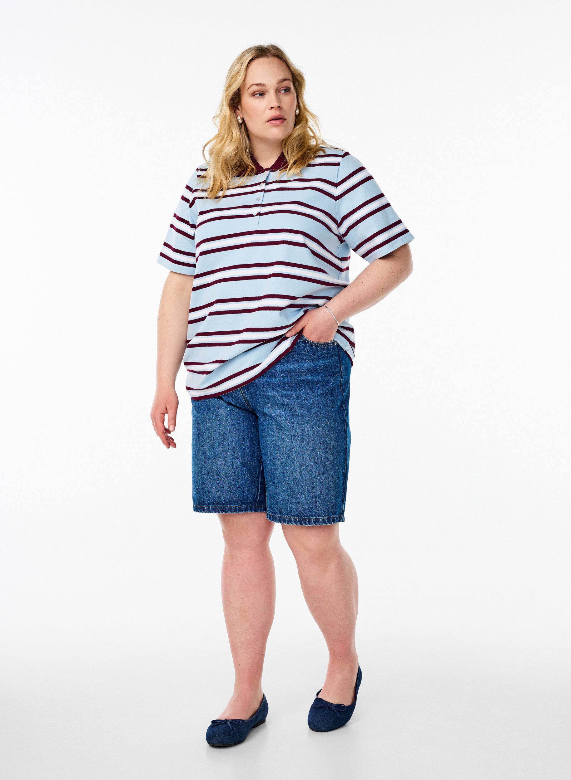 Zizzi Koszulka polo z kr&oacute;tkim rekawem, Niebieskie, Model image number 1