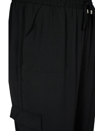 Jednolite spodnie bojówki z duzymi kieszeniami, Black, Packshot image number 2