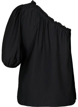 Bluzka na jedno ramie z wiskozy, Black, Packshot image number 1