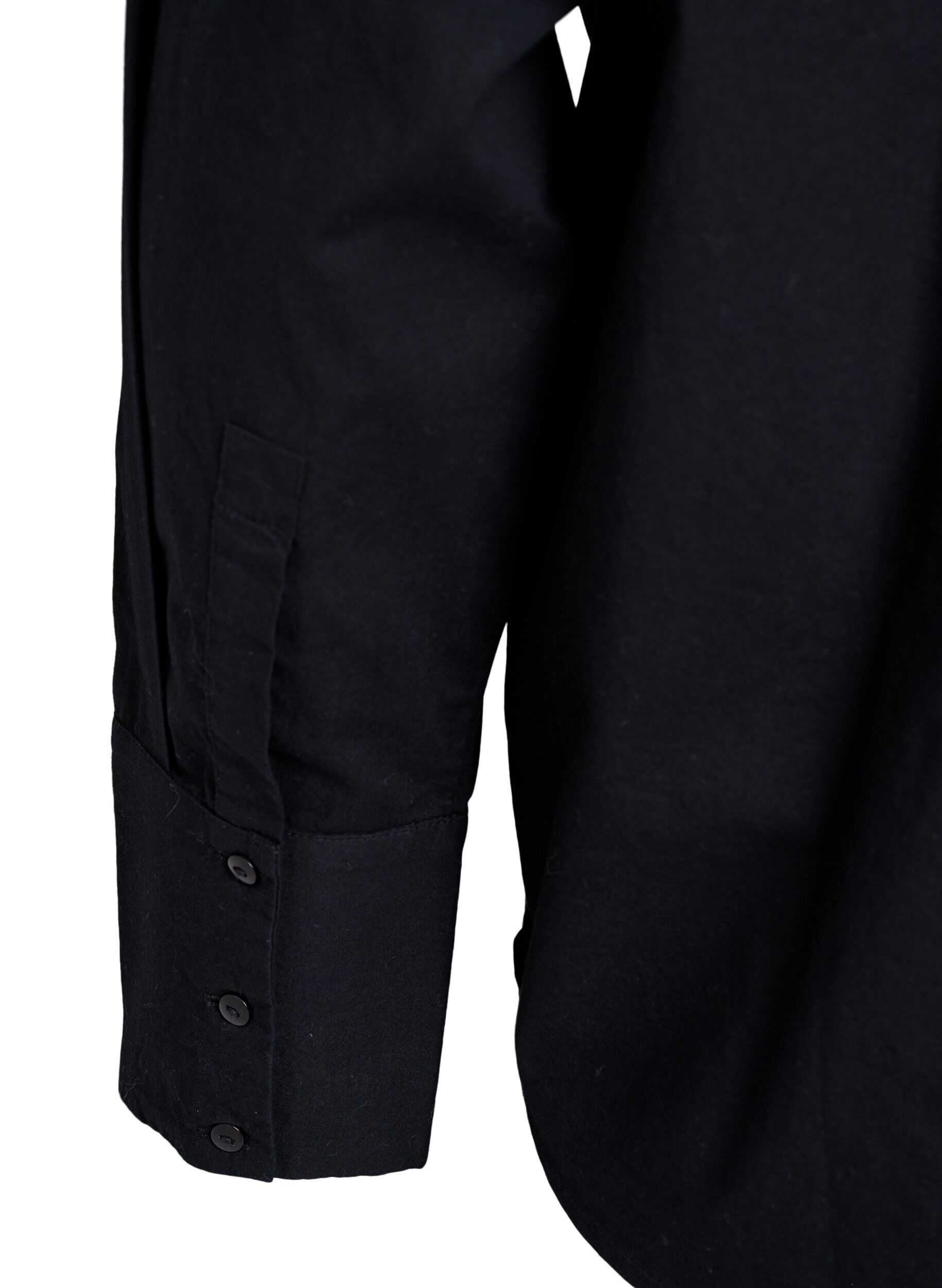 Zizzi Koszula bawelniana z kwiatowym haftem w tym samym kolorze, Czarne, Packshot image number 4