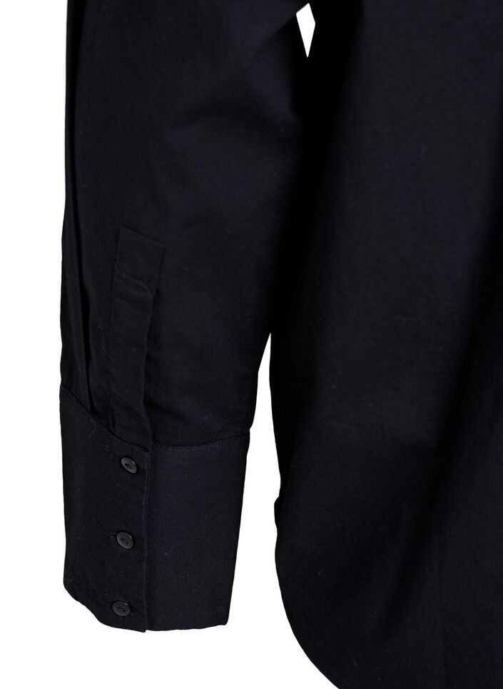 Koszula bawelniana z kwiatowym haftem w tym samym kolorze, Czarne, Packshot image number 4