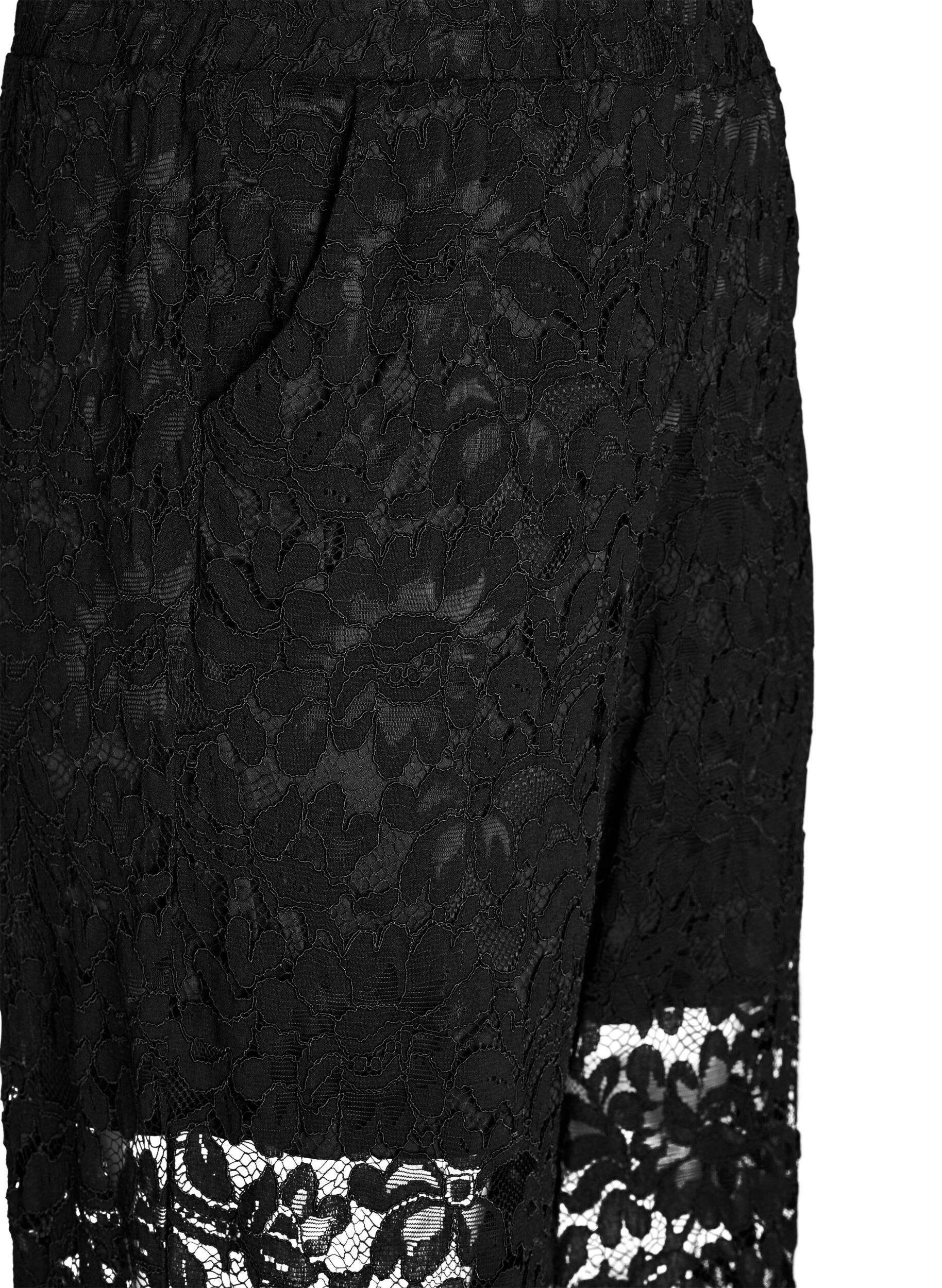 Zizzi Koronkowe spodnie z wysokim stanem proste, Czarne, Packshot image number 2