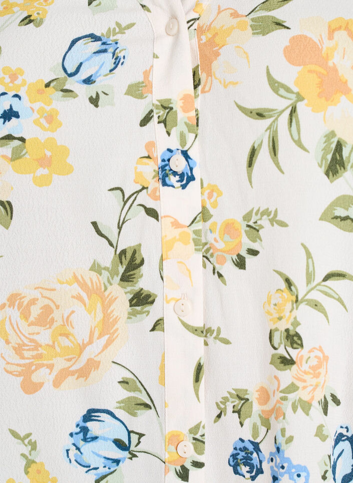 Bluzka z wiskozy z nadrukiem i zapinaniem na guziki, Biały, Packshot image number 2