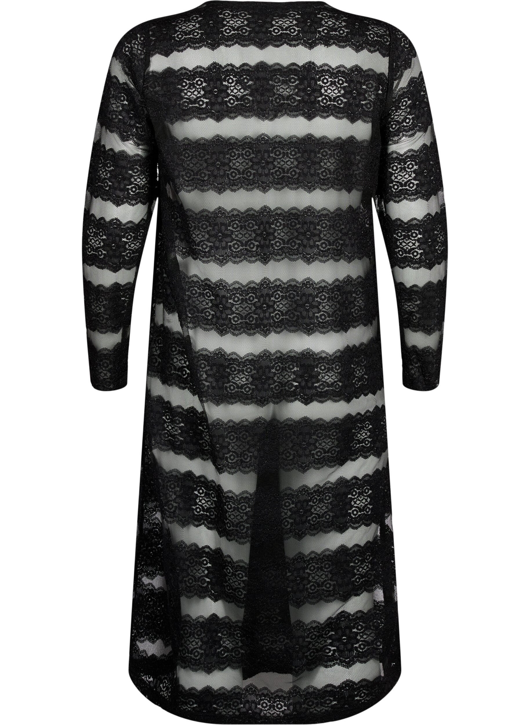 Zizzi Sukienka midi z koronka i przezroczysta siateczka, Black, Packshot image number 1