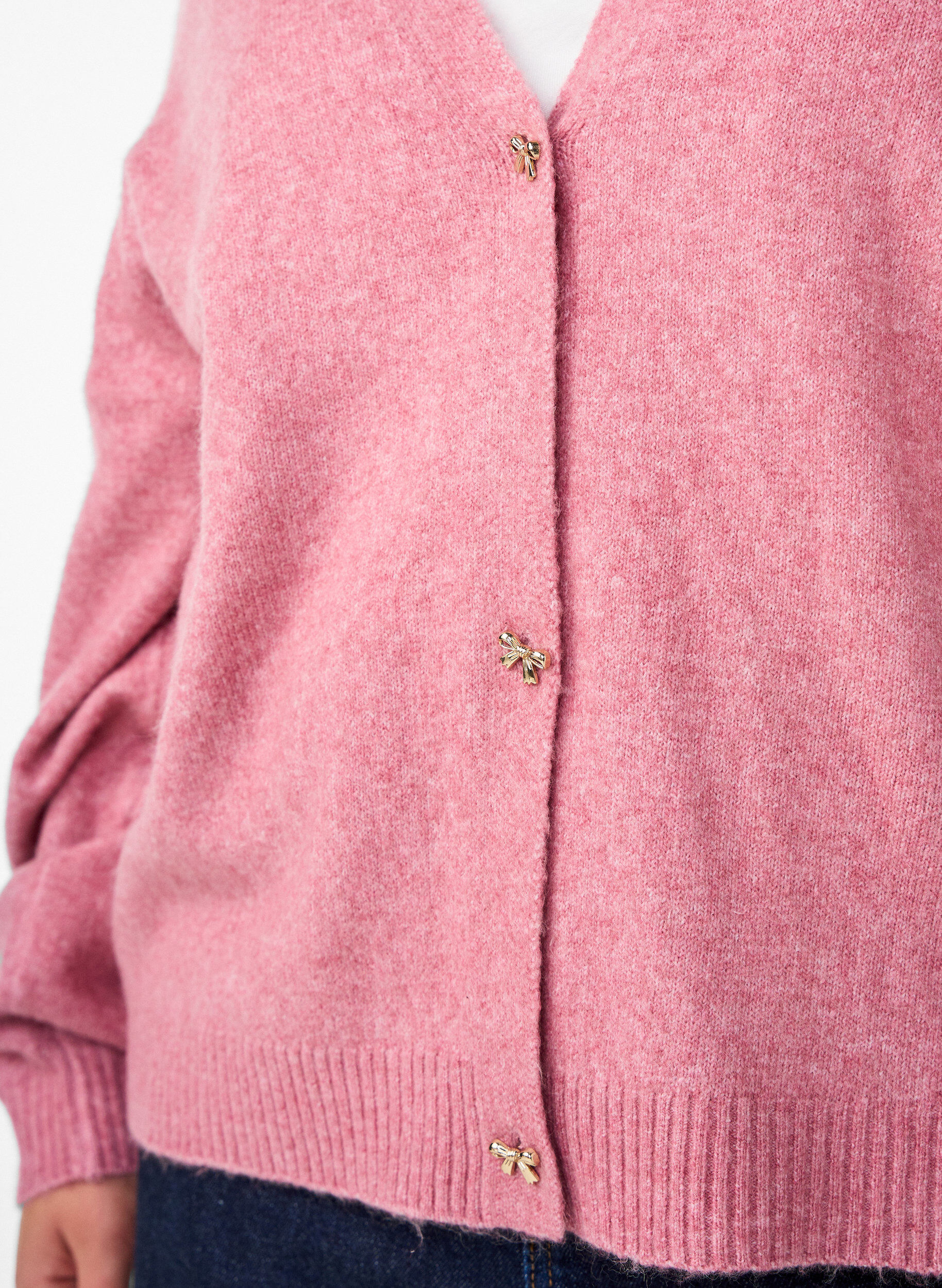 Zizzi Kardigan z welny z guziki w ksztalcie kokardki, R&oacute;żowy, Model image number 3