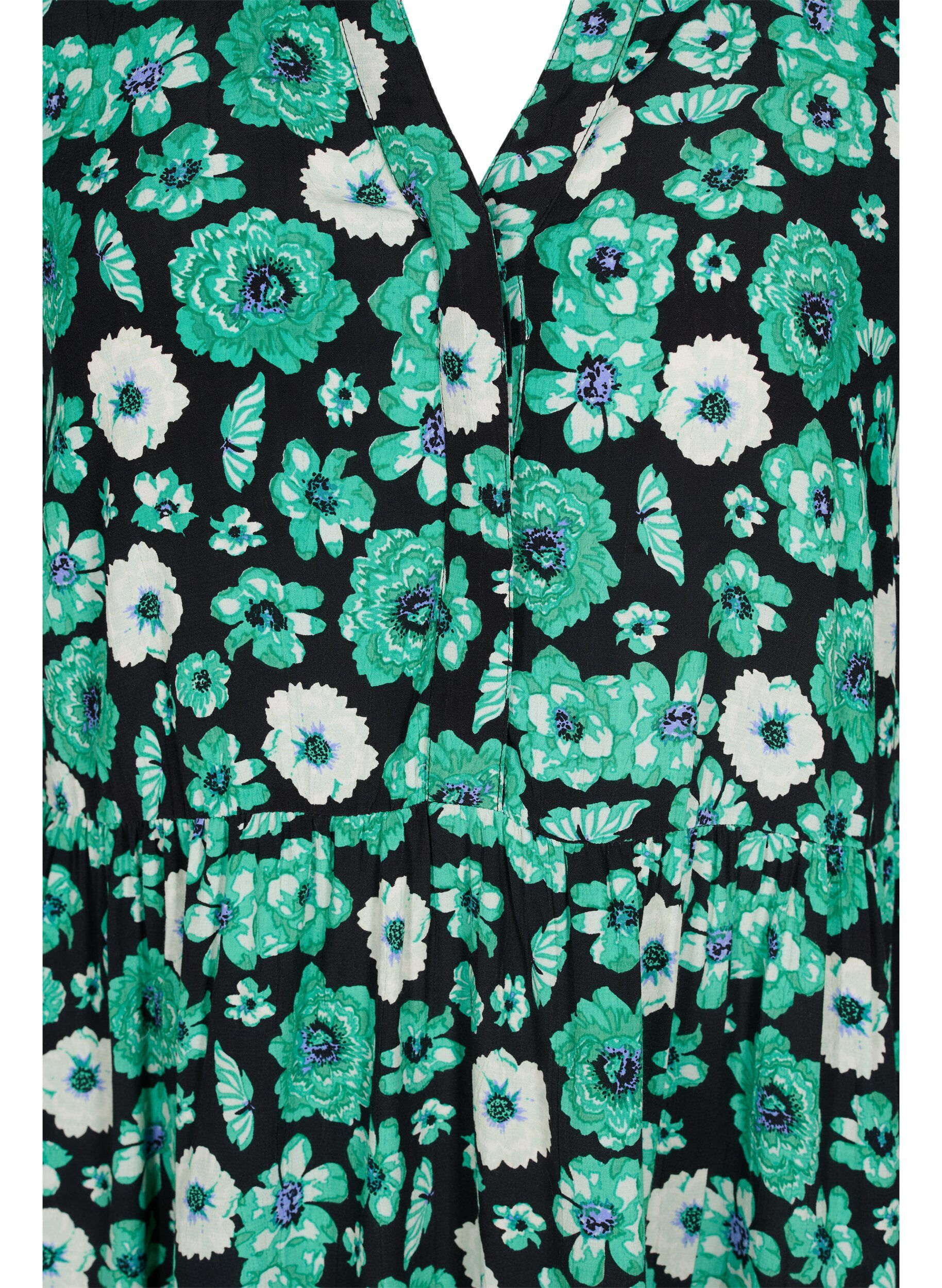 Zizzi 	 Floral tunic in viscose, Green Flower AOP, Packshot image number 2