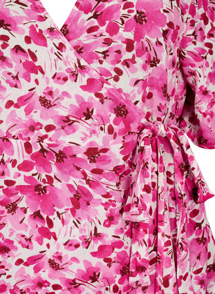 Wiskozowa bluzka w kopertowym stylu, Pink Flower Rain, Packshot image number 2