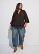 Bluzka z 3/4-sleeves i falbankami, Brązowy, Model image number 1