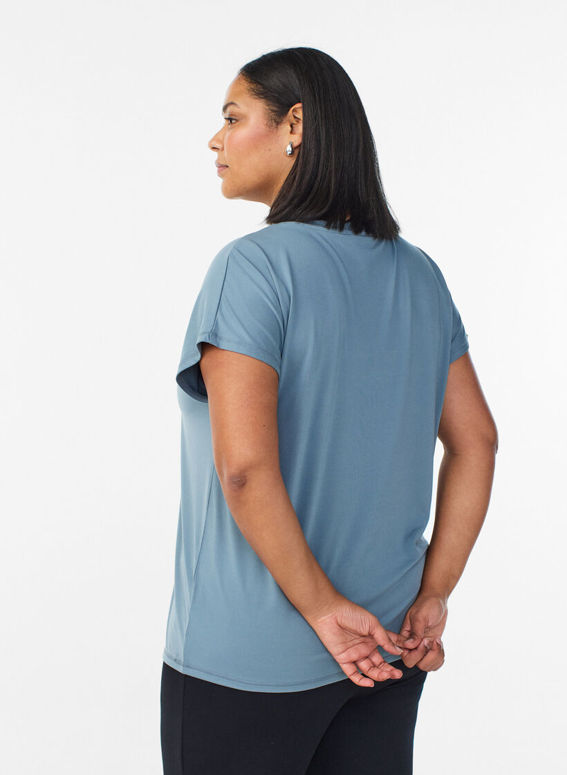 Luzna koszulka treningowa z dekoltem w szpic, Szary, Model image number 2