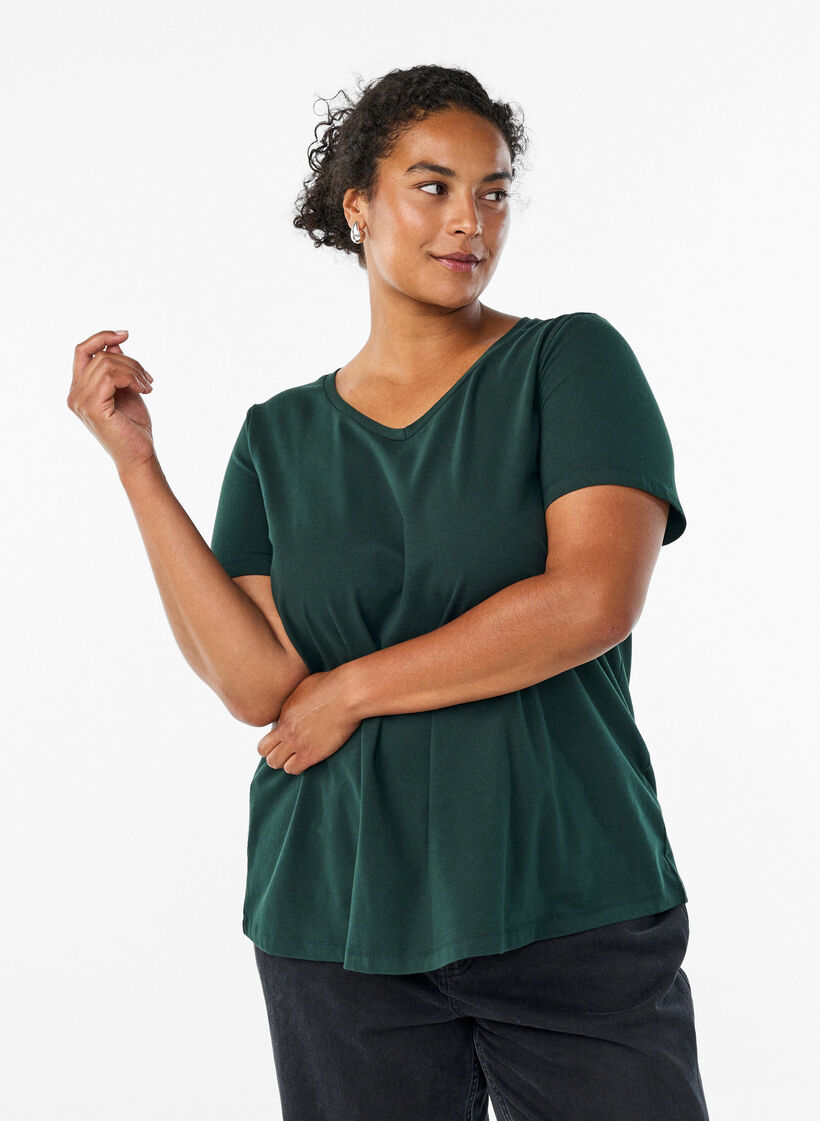 Podstawowa, gladka bawelniana koszulka, Zielony, Model image number 0