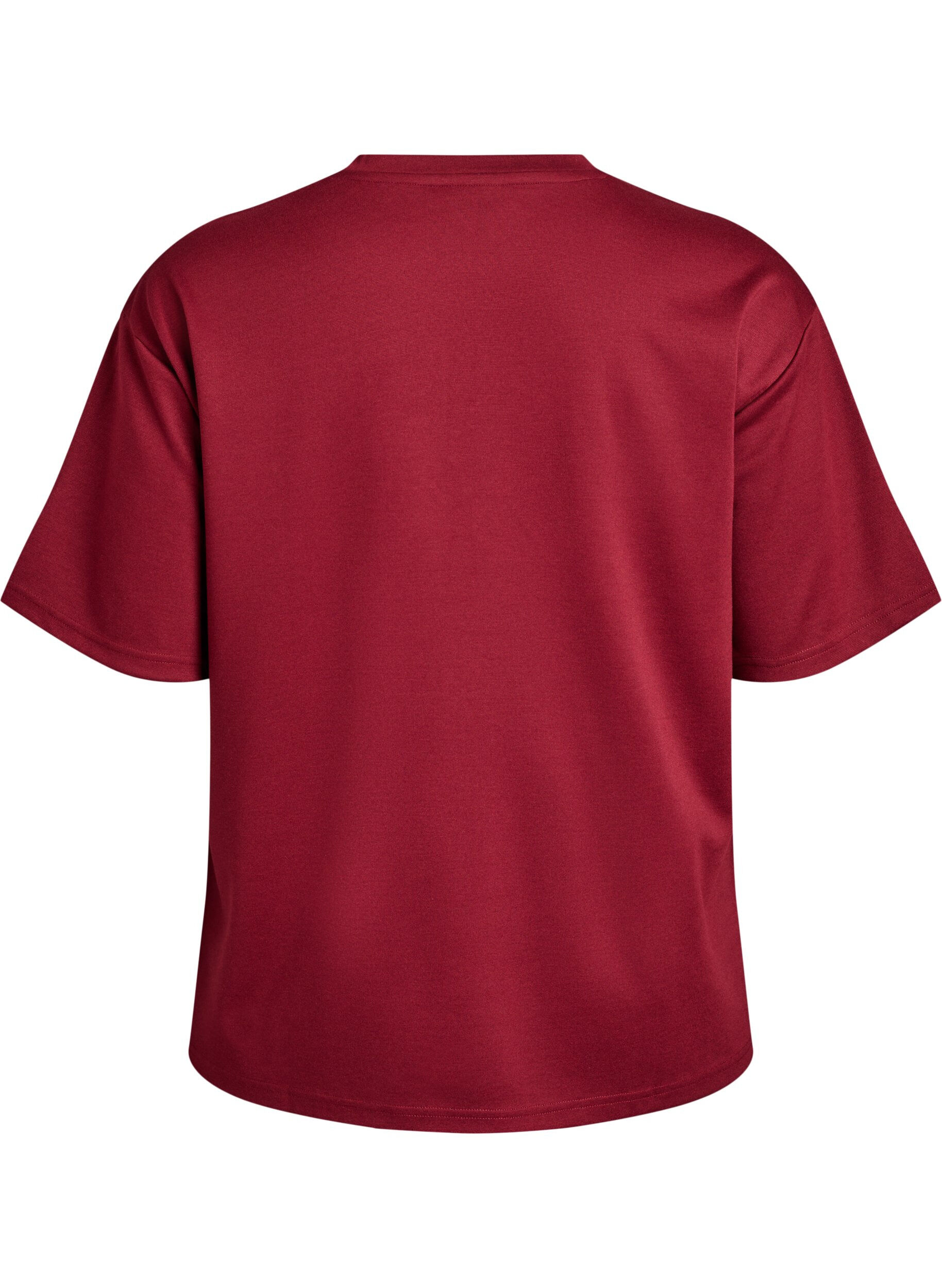 ZizziT-shirt z krysztalkami i okraglym dekoltem, Ciemnobordowy, Packshot image number 1